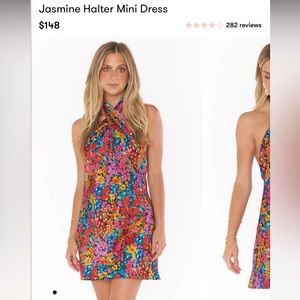 Satin dress in print “garden glow”. New with tags